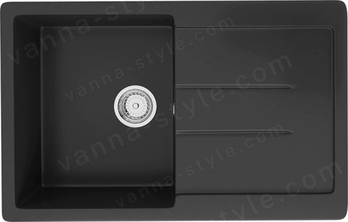 Кухонная мойка Ulgran U-507 U-507-344 77x50 из искусственного камня, черный