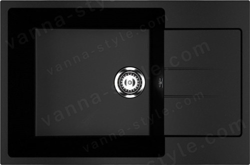 Кухонная мойка Ulgran U-602 U-602-344 76x50 из искусственного камня, черный