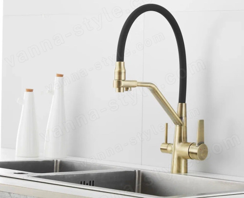 Смеситель для кухни Rose R558Q с подключением фильтра и гибким изливом, бронза с подключением фильтра и гибким изливом, бронза