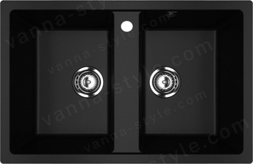 Кухонная мойка Ulgran U-608 U-608-344 77x50 из искусственного камня, черный