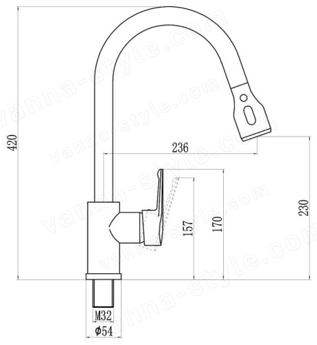 Смеситель для кухни Savol S-002801 с выдвижным изливом, хром с выдвижным изливом, хром