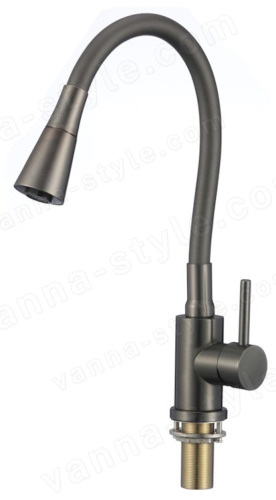 Смеситель для кухни Savol S-3002QM-06 с гибким изливом, графит с гибким изливом, графит