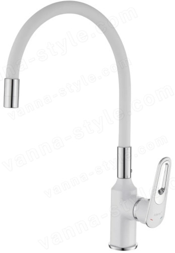 Смеситель для кухни Savol S-600606AW с гибким изливом, хром,белый с гибким изливом, хром,белый