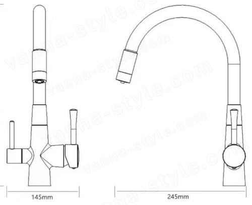 Смеситель для кухни Savol S-L1806W-12 с подключением фильтра и гибким изливом, белый с подключением фильтра и гибким изливом, белый