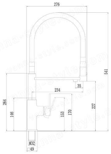 Смеситель для кухни Savol S-L1808Q-01 с подключением фильтра и гибким изливом, графит с подключением фильтра и гибким изливом, графит