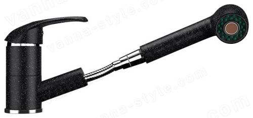 Смеситель для кухни Ulgran U-002 U-002-308 с выдвижным изливом, черный