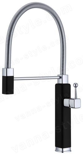 Смеситель для кухни Vincea VKF-101MB с гибким изливом, черный с гибким изливом, черный