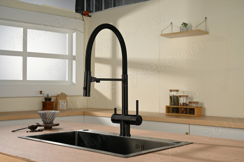 Смеситель для кухни Vincea VKF-120MB с гибким изливом, черный с гибким изливом, черный
