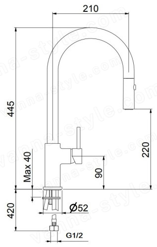 Смеситель для кухни Webert Doha DH940302560, черный