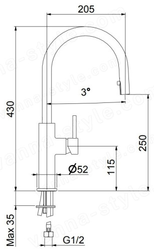 Смеситель для кухни Webert Lima LM940302015 с выдвижным изливом, хром
