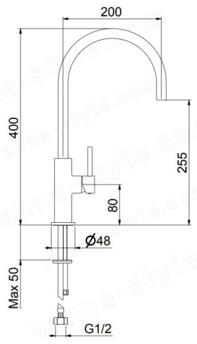 Смеситель для кухни Webert Oblique OB920302560, черный
