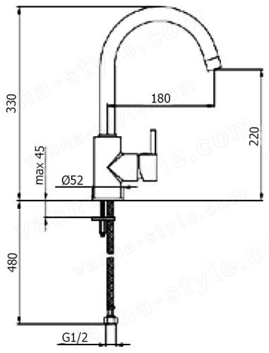 Смеситель для кухни Webert Yen YN920302723, черный/золото