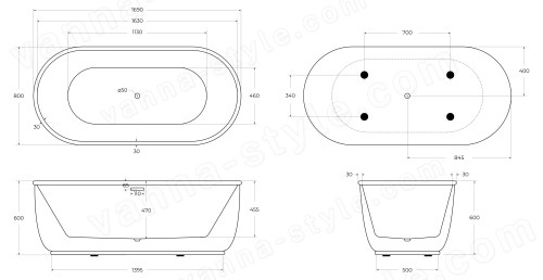 Акриловая ванна BelBagno BB401-1700-800 170x80, белая 170x80, белая