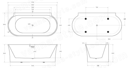 Акриловая ванна BelBagno BB409-1700-800 170x80, белая 170x80, белая