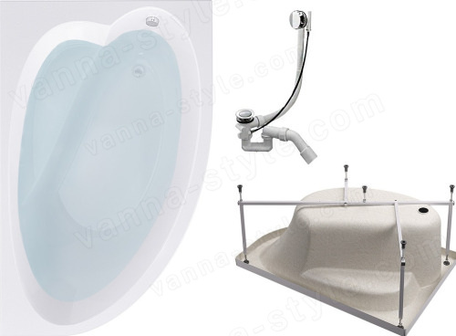 Акриловая ванна Timo Iva IVA1595R-KTIVA15-SPV1505 150x95, белая