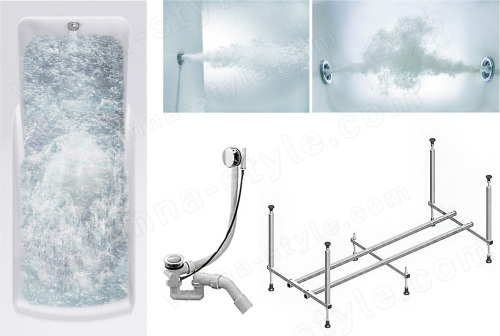 Акриловая ванна Timo Hella HELLA1575-KT15-SPV1505-T-CM-T-BM 150x75, белая