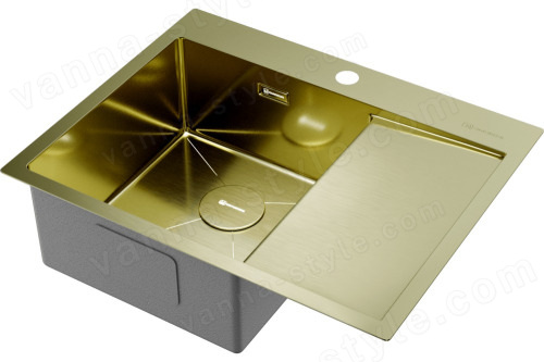 Кухонная мойка Omoikiri Akisame 65-LG-L 4973083 65x51 стальная, светлое золото