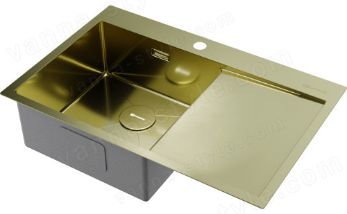 Кухонная мойка Omoikiri Akisame 78-LG-L 4973085 78x51 стальная, светлое золото