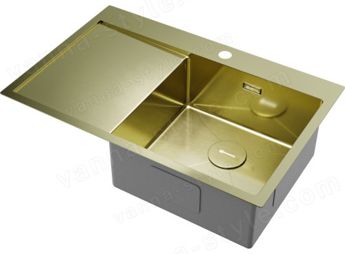 Кухонная мойка Omoikiri Akisame 78-LG-R 4973086 78x51 стальная, светлое золото