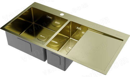 Кухонная мойка Omoikiri Akisame 100-2-LG-L 4973089 100x51 стальная, светлое золото