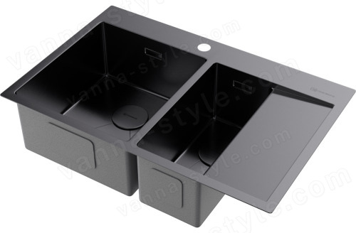 Кухонная мойка Omoikiri Akisame 78-2-GM-L 4973101 78x51 стальная, вороненая сталь