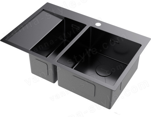 Кухонная мойка Omoikiri Akisame 78-2-GM-R 4973102 78x51 стальная, вороненая сталь