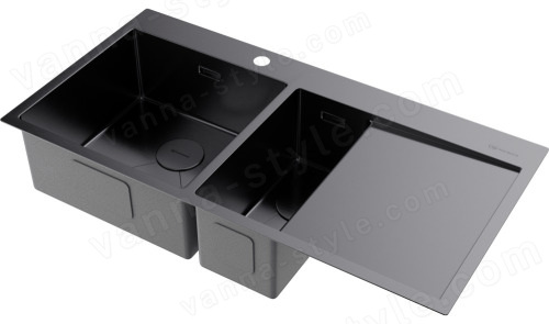 Кухонная мойка Omoikiri Akisame 100-2-GM-L 4973103 100x51 стальная, вороненая сталь