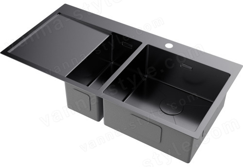 Кухонная мойка Omoikiri Akisame 100-2-GM-R 4973104 100x51 стальная, вороненая сталь