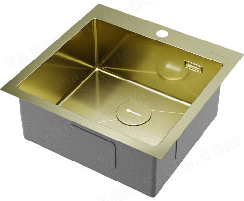 Кухонная мойка Omoikiri Akisame 51-LG 4973439 51x51 стальная, светлое золото