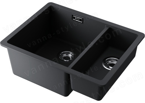 Кухонная мойка Omoikiri Kata 55-2-U-BL 4993389 55x42 из искусственного гранита, черный