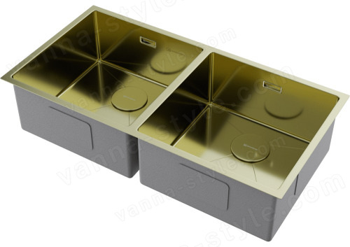 Кухонная мойка Omoikiri Taki 86-2-U/IF-LG 4993792 86.5x44 стальная, светлое золото