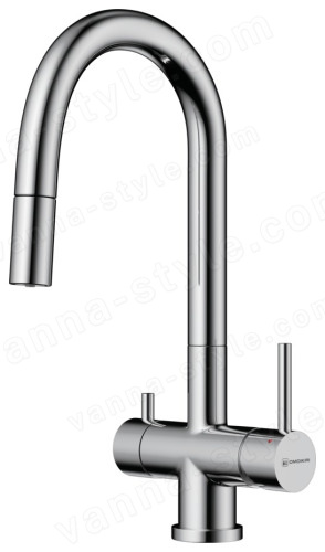 Смеситель для кухни Omoikiri Akita-S C 4994330 с выдвижным шлангом и подключением фильтра, хром