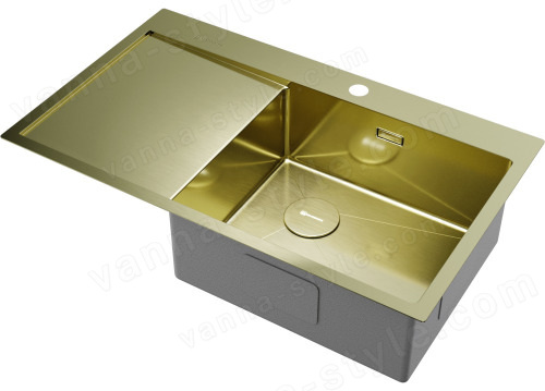 Кухонная мойка Omoikiri Akisame 86-LG-R Side 4997046 86x51 стальная, светлое золото
