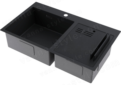 Кухонная мойка Omoikiri Akisame 86-2 Side-GB 4997047 86x51 стальная, графит