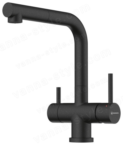 Смеситель для кухни Omoikiri Takamatsu-S BL 4994570 с выдвижным шлангом и подключением фильтра, чер