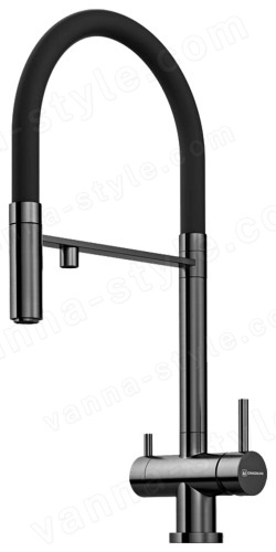 Смеситель для кухни Omoikiri Kanto GM-BL 4994605 с гибким изливом и подключением фильтра, вороненая