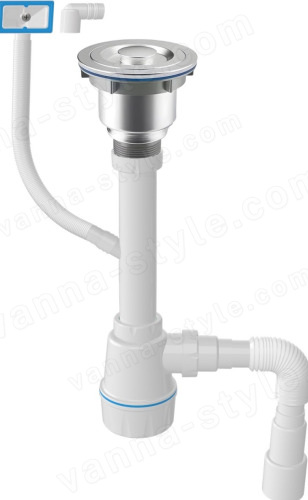 Сифон для кухонной мойки с переливом Ceramicanova NV1016, белый