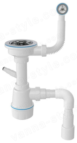 Сифон для кухонной мойки с переливом Ceramicanova NV1048, белый