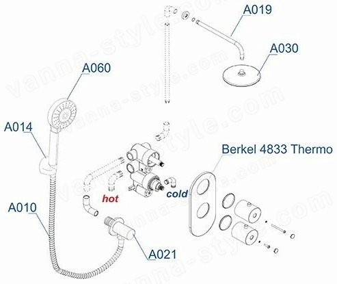 Душевая система WasserKraft A16030 T встраиваемая, хром