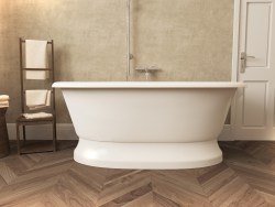 Каменная ванна AquaStone Оливия на подиуме