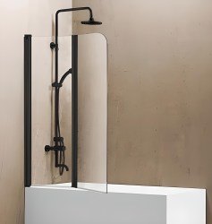 Шторка на ванну Vincea VSB-12114CLB 114x140 с черным профилем