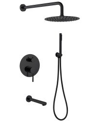 Душевая система Abber Emotion AF8817B с изливом, черная матовая