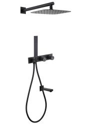 Душевая система Abber Rund AF8717B с изливом, черная матовая