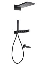 Душевая система Abber Rund AF8753B с изливом, черная матовая