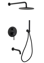 Душевая система Abber Wasser Kreis AF8117B с изливом, черная матовая