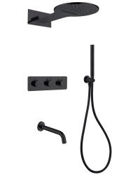 Душевая система Abber Wasser Kreis AF8150B с изливом, черная матовая