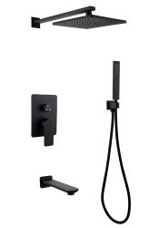 Душевая система Abber Weiss Insel AF8017B с изливом, черная матовая