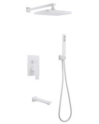 Душевая система Abber Weiss Insel AF8017FW с изливом, белая матовая