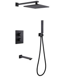 Душевая система Abber Weiss Insel AF8050B с изливом, черная матовая