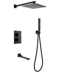 Душевая система Abber Weiss Daheim AF8250B с изливом, черная матовая